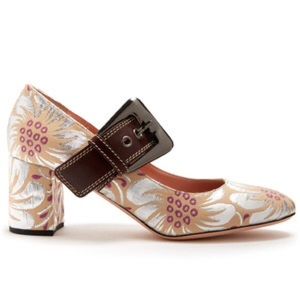 NEW Rochas MaryJane Floral Brocade Pumps Shoes